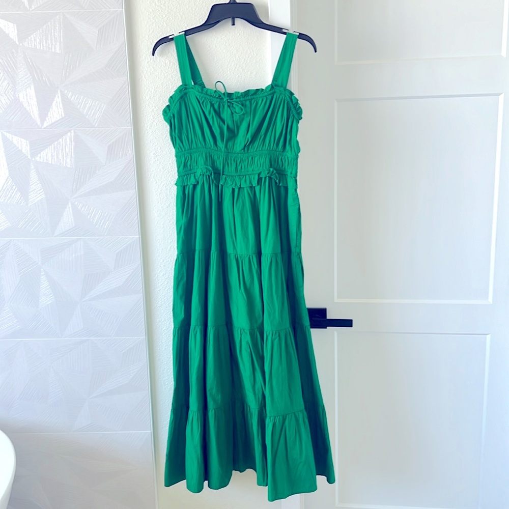 NWOT j crew green maxi dress